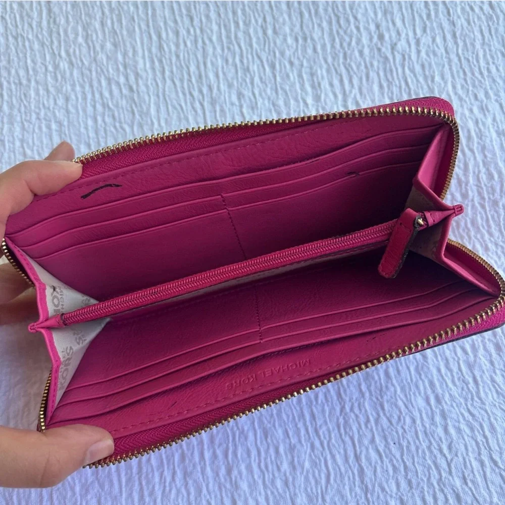 Michael Kors Fuchsia and Brown Logo Wallet - Picture 7 of 8